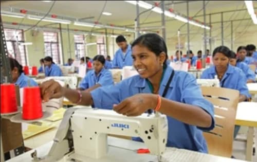 Sewing machine operator at work