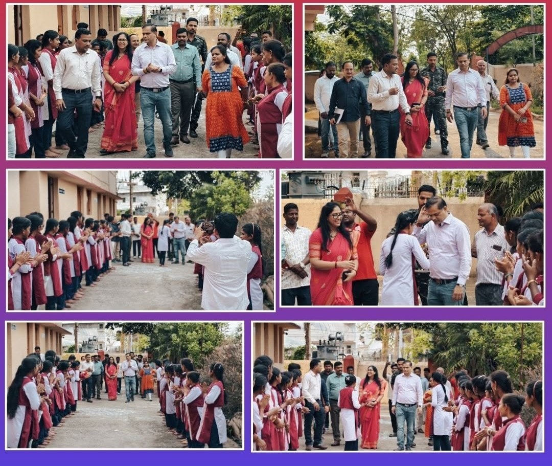 Commissioner-cum-Secretary Mr. Aravind Agrawal, Collector Smt. Parul Patawari, and senior officials at District Skill Centre, Ambaguda